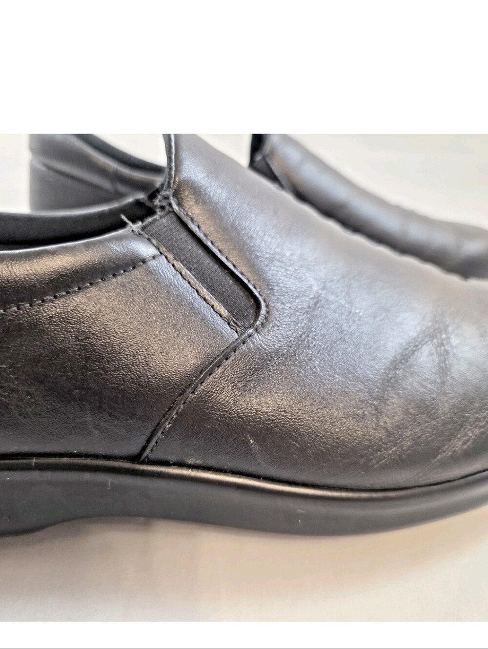 SAS Viva Black Leather Comfort Slip-On Walking Shoes Women's 12WW Wide USA - Picture 8 of 16